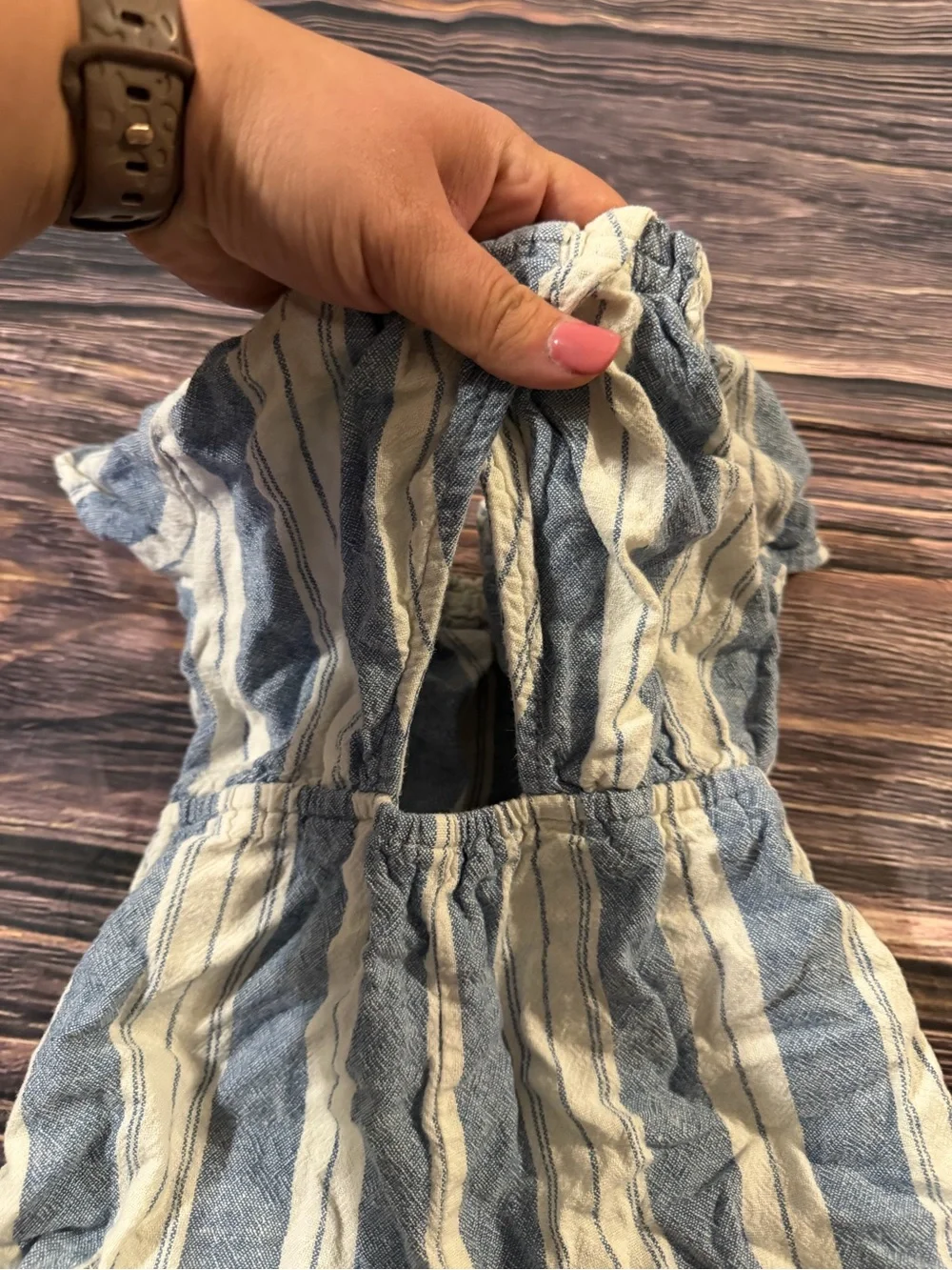 4T Old Navy Blue and white Striped Off-Shoulder Romper